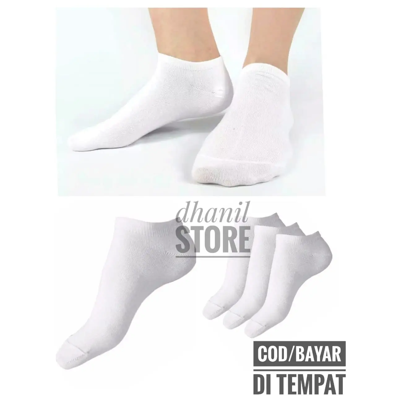 Kaos Kaki Pendek Wanita Semata Kaki Warna Putih Polos