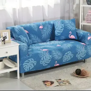 1 SEATER Sarung Kursi Sofa Flamingo Flaminggo Biru BONUS sarban