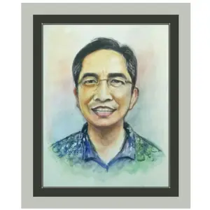 Lukis Wajah Cat Air  dan Bingkai Minimalis