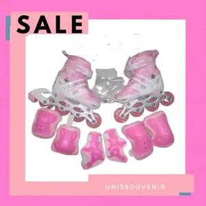 sepatu roda set bajaj untuk anak warna pink