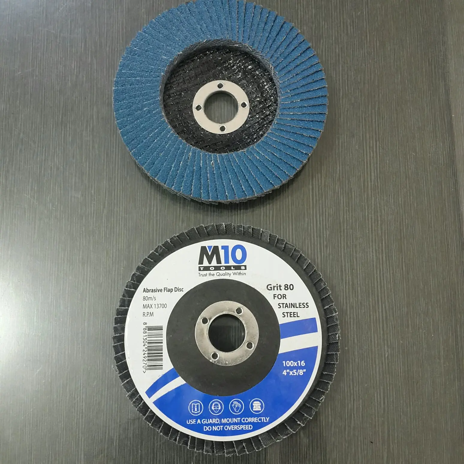 M10 ABRASIVE FLAP DISC 4" #80 FOR STANLESS