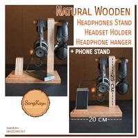 Gambar Headphone hanger display stand gantungan headphone docking phone stand - KAYU MAHONI dari CV. Sangkayu Kota Banjar 1 Tokopedia