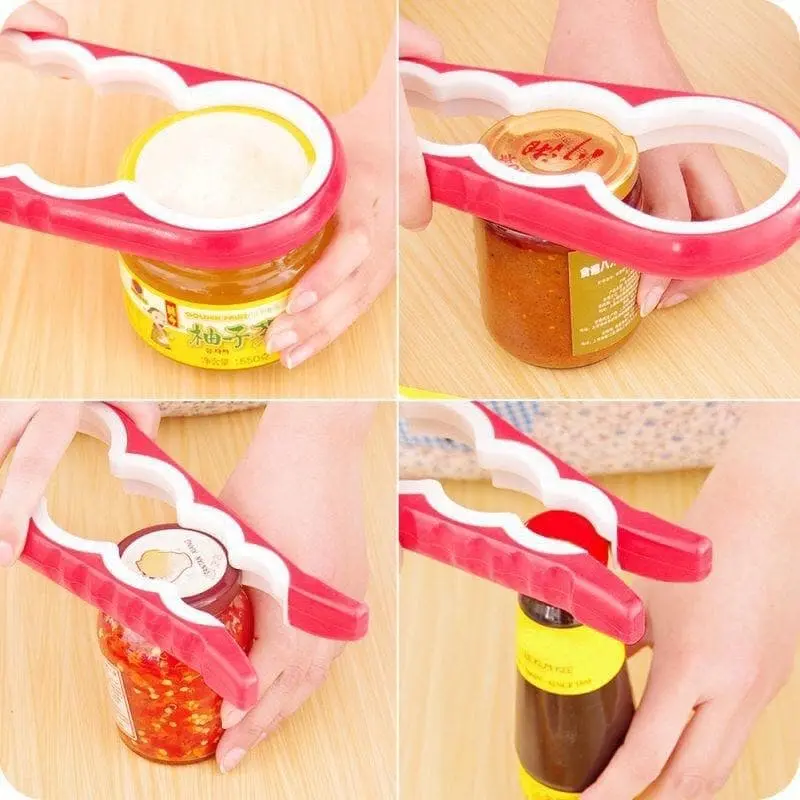4in1 Pembuka Tutup Botol / Kaleng / Bir Anti Slip - Warna Random