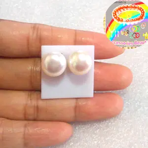 Giwang Mutiara Air Tawar Bulatan 10 mm dan 12mm