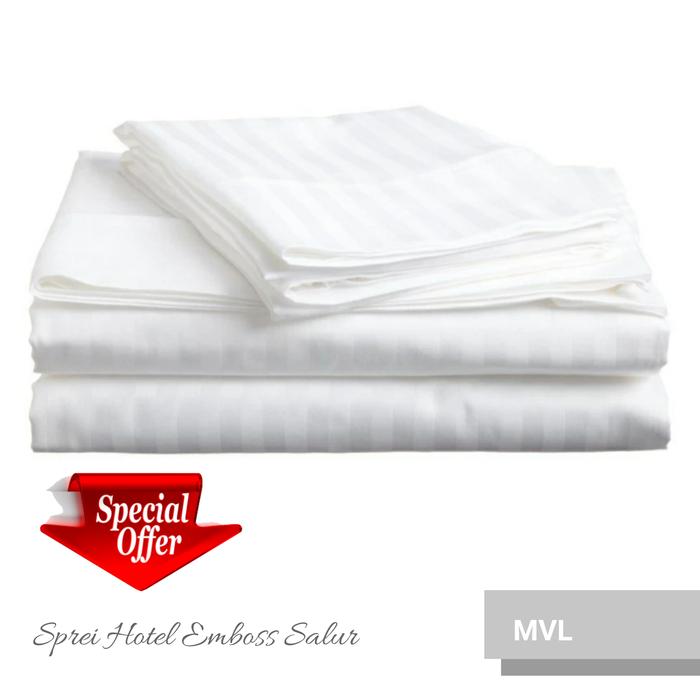 Gambar Sprei Set Katun Emboss Salur King Koil - Bed 160 T30 - Putih dari Marvelo Bedding Kab. Sleman 4 Tokopedia