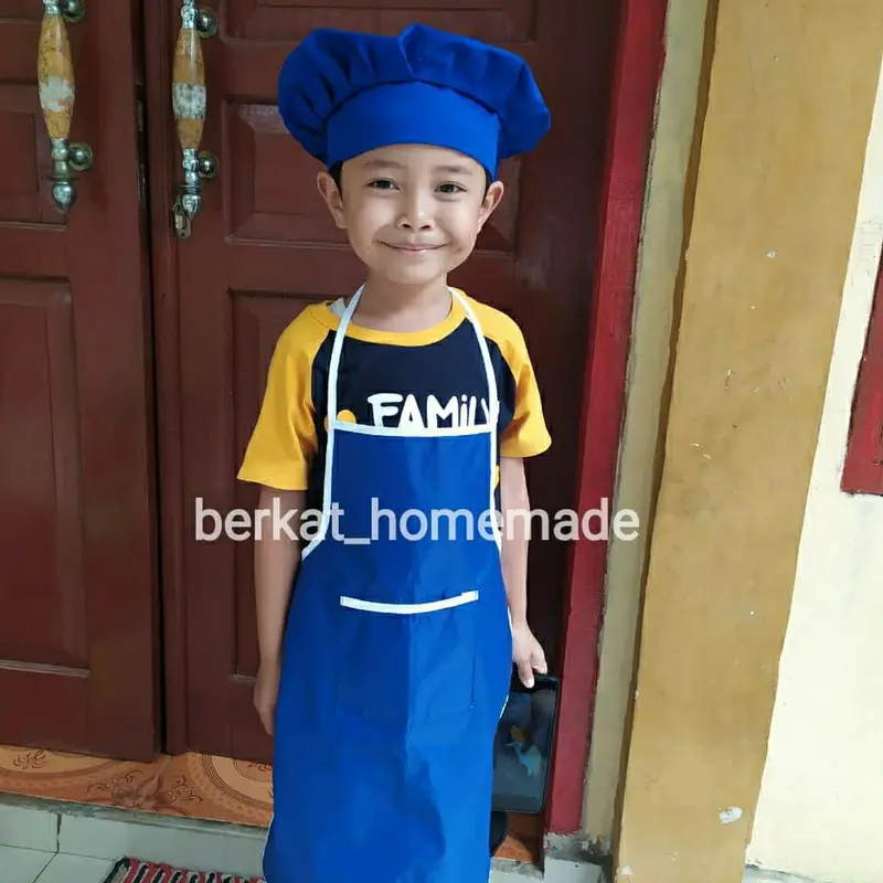 Celemek Anak set plus Topi Koki bahan drill 3