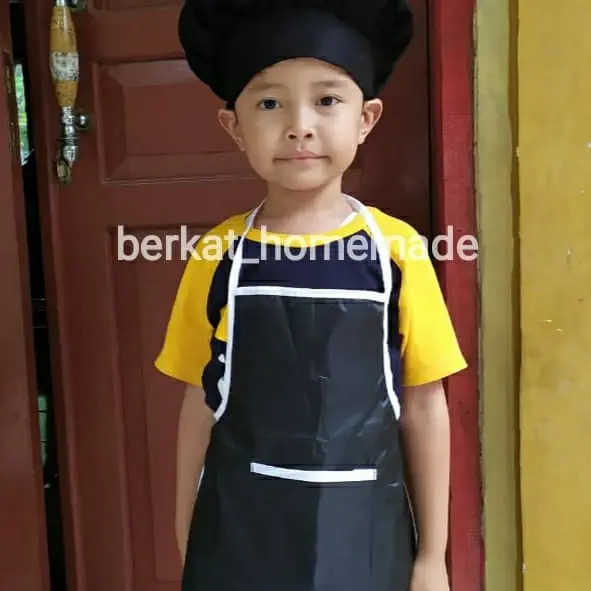 Celemek Anak set plus Topi Koki bahan drill 4