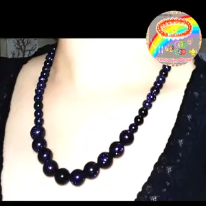 Berkilauan Kalung Batu Pasir Emas Biru Model Pendek dan Panjang