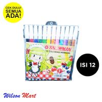 Gambar SNOWMAN 12 COLORING MARKERS PW-12A SPIDOL WARNA dari Wilson Mart Kota Administrasi Jakarta Barat 1 Tokopedia