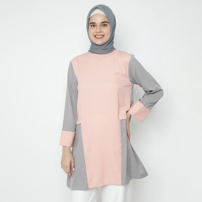 Gambar Eiza by duapola Block Combination Tunik 8833 - Peach - M dari Eiza by duapola Kab. Tangerang Tokopedia