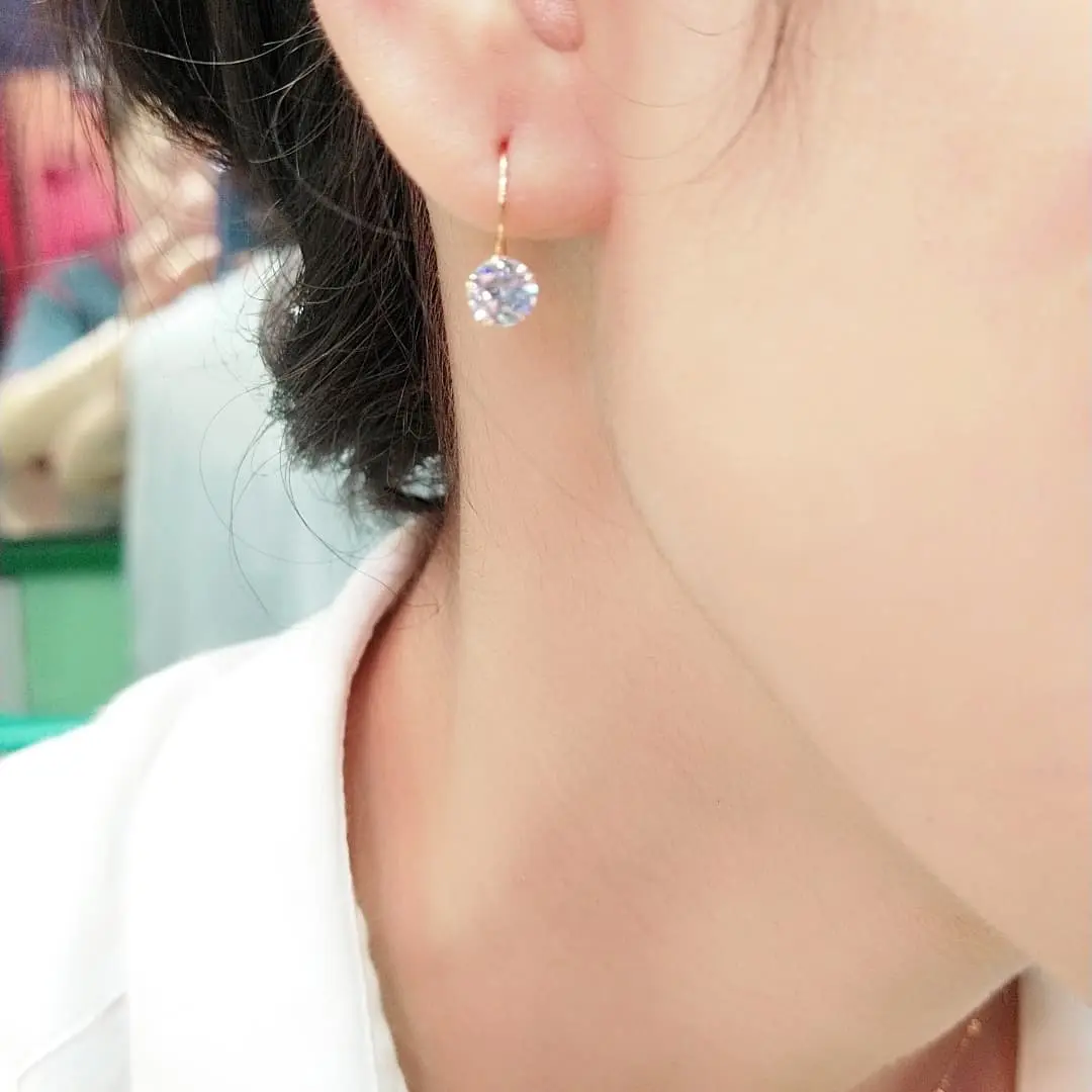 Anting desy mata berlian perak 925/silver asli lapisan emas kuning 24k