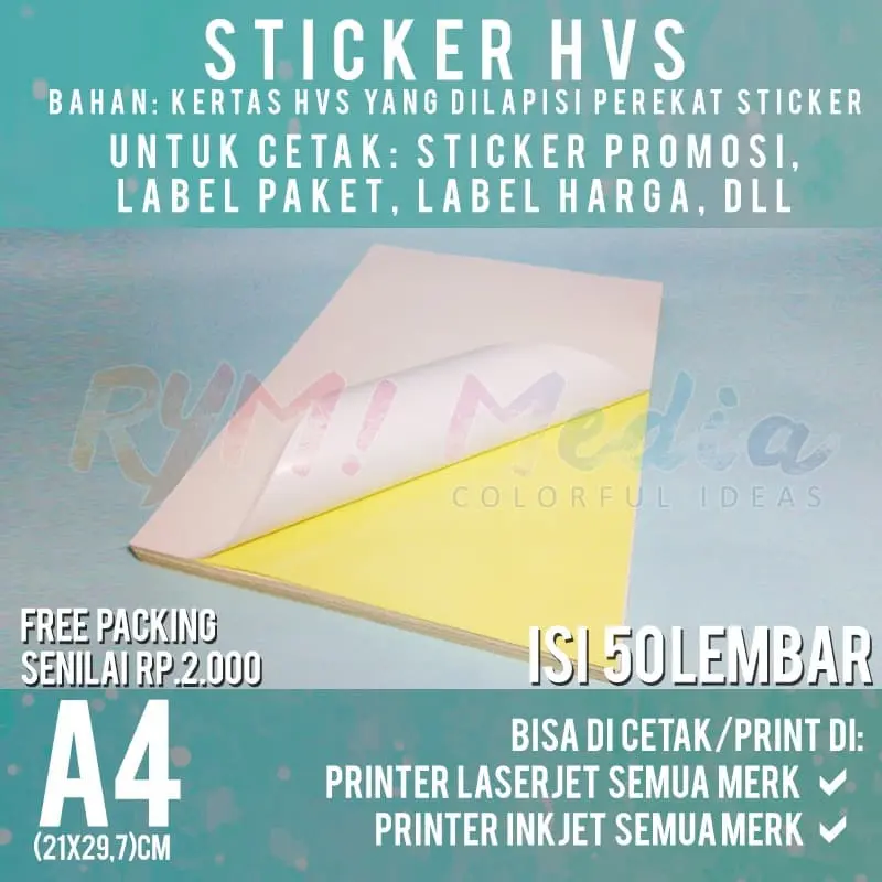 Kertas Sticker HVS A4 isi 50 Lembar / Stiker Doff A4