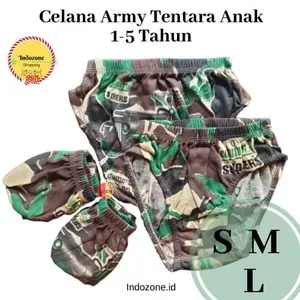 3PCS Celana Dalam Anak 0-5 Tahun Motif Tentara Army Doreng Size S M L