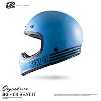 Gambar Helm Full Face Pria Wanita Retro Cakil Harian Motor Tebal Nyaman SNI DOT JP Retro Signature Motif - SG 04 Beat it Light Blue Gloss - L dari JPX HELMET Kab. Tangerang 2 Tokopedia