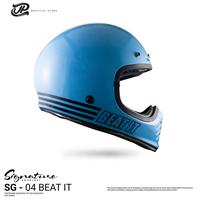 Gambar Helm Full Face Pria Wanita Retro Cakil Harian Motor Tebal Nyaman SNI DOT JP Retro Signature Motif - SG 04 Beat it Light Blue Gloss - L dari JPX HELMET Kab. Tangerang 1 Tokopedia