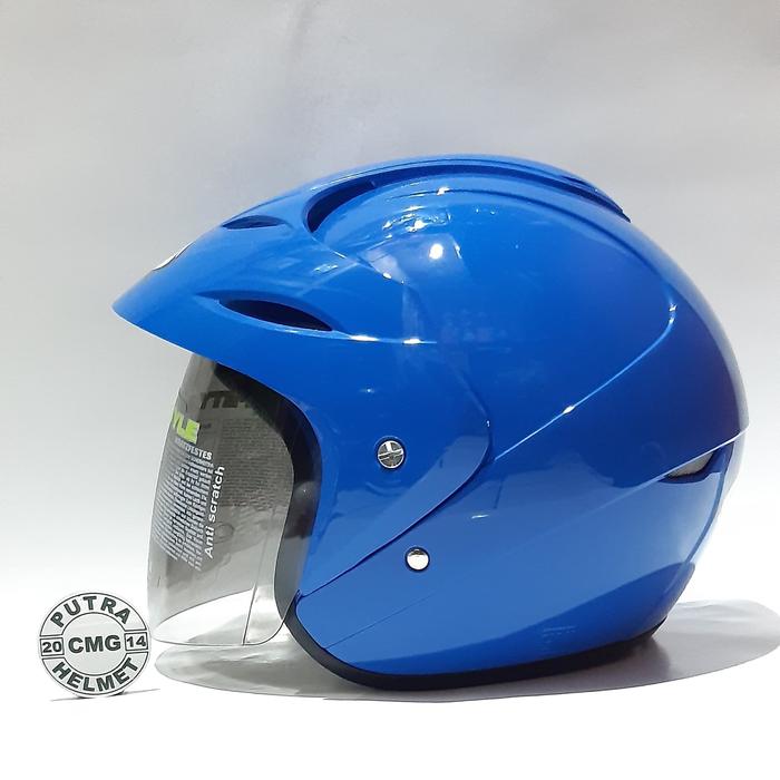 Gambar HELM HIU SOLID BIRU MILD dari PUTRA CMG HELM Kota Administrasi Jakarta Selatan Tokopedia