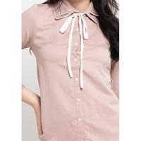 Gambar FAME - Blouse Wanita Lengan Panjang Detail Kerah Dengan Tali Ikat  Beige - 9211694 - XL dari FAME Official Kota Surabaya 3 Tokopedia