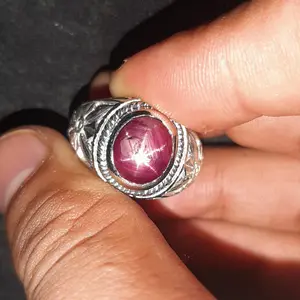 Cincin Batu Permata Ruby Star Merah Asli Top Starrrr