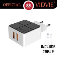 Gambar Vidvie PLE204 V8 Dual USB Charger 2.1A With Micro USB Cable - Hitam dari Liem Group Kota Administrasi Jakarta Barat 4 Tokopedia