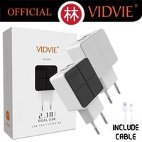 Gambar Vidvie PLE204 V8 Dual USB Charger 2.1A With Micro USB Cable - Hitam dari Liem Group Kota Administrasi Jakarta Barat 1 Tokopedia