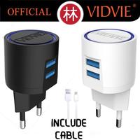 Gambar Vidvie PLE201 V8 Dual USB Charger 2.1A With Micro USB Cable - Putih dari Liem Group Kota Administrasi Jakarta Barat 2 Tokopedia