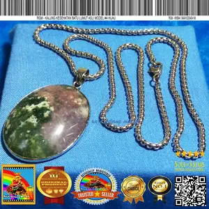 Kalung Rantai Kesehatan Batu Lumut Asli Model 4 hijau
