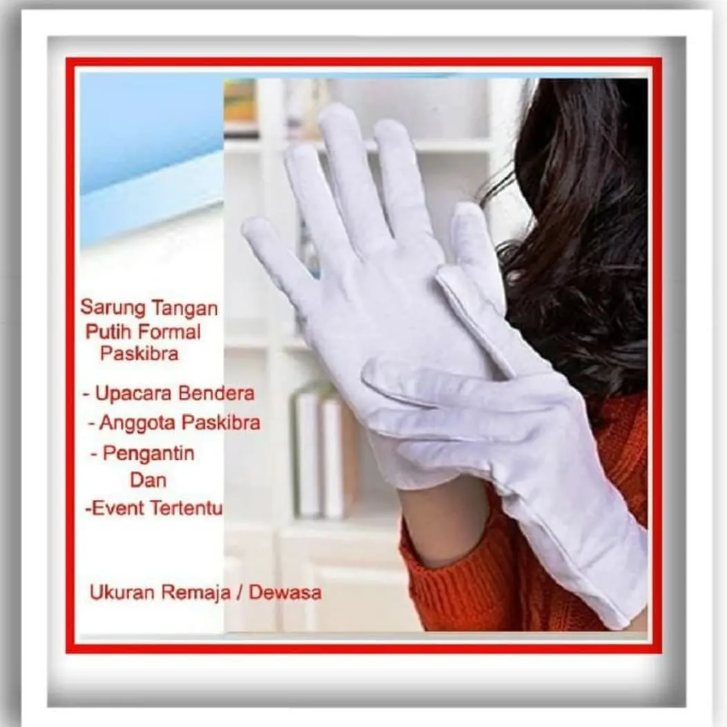 Sarung tangan kain Putih isi 24pcs 12 Pasang Formal Anti Virus size L