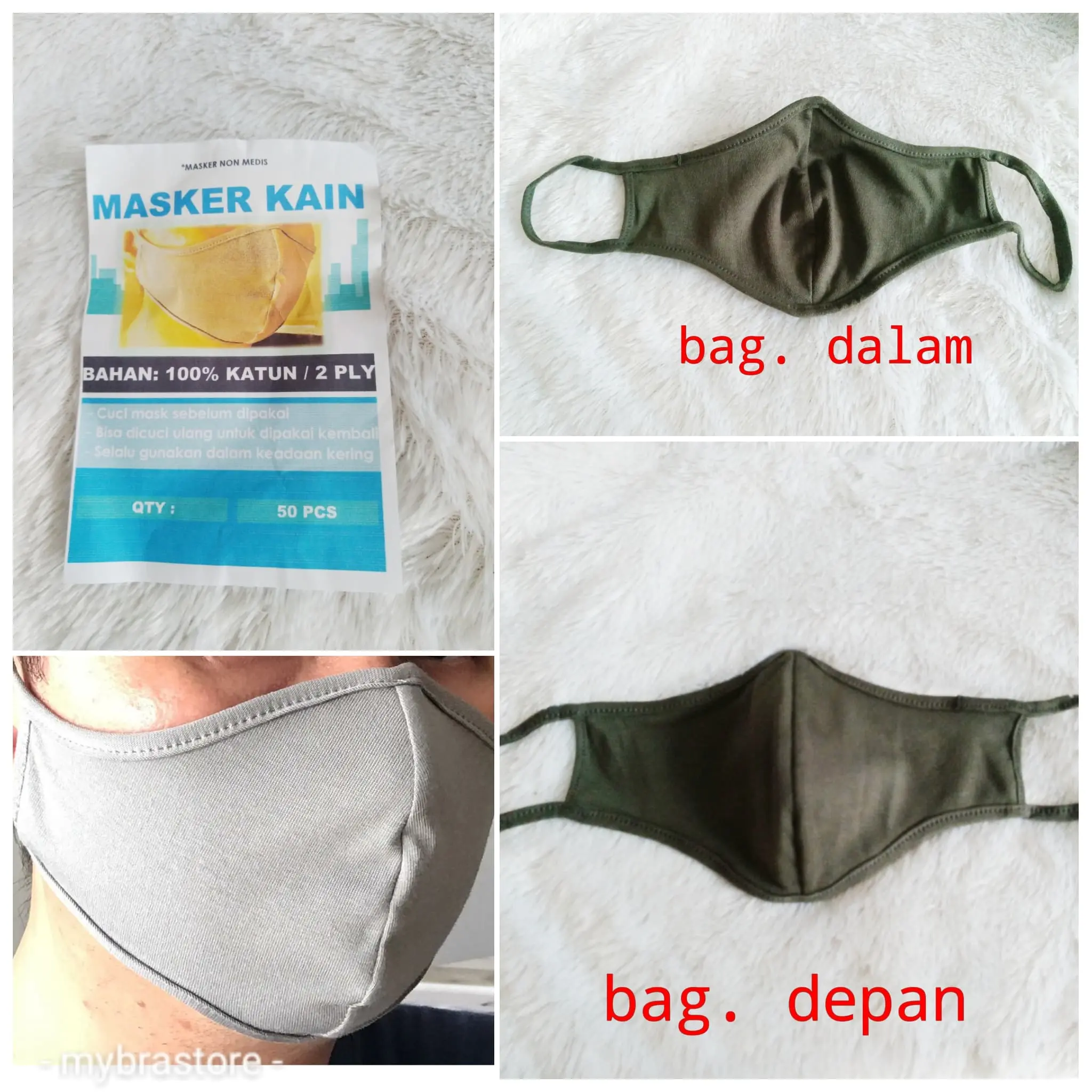 masker kain kaos cotton ear loop
