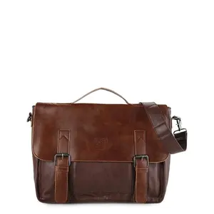 Urban State - Distressed Leather Office Bag - Dark Brown