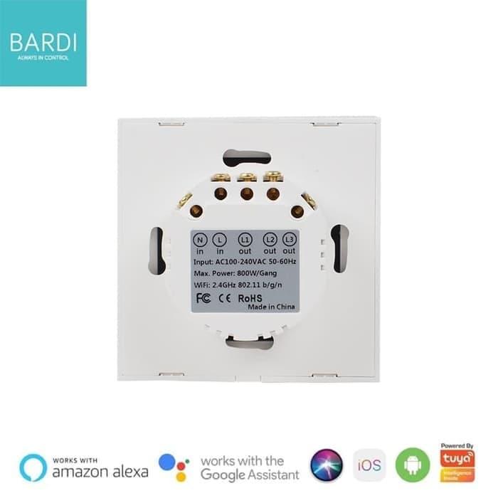 BARDI Smart Wall Switch 3 Gang Saklar Sentuh Touch Wifi Otomatis IoT 4