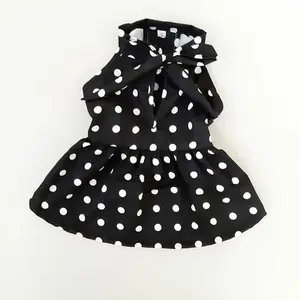 Polkadot black dress, baju anjing kucing