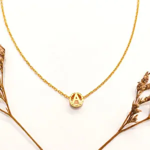 Grosir Set kalung wanita inisial A elegant emas asli Keren