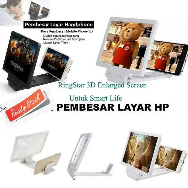Kaca Pembesar Layar Hp Stand/Enlarge Screen Magnifier Bracket Stand 3d