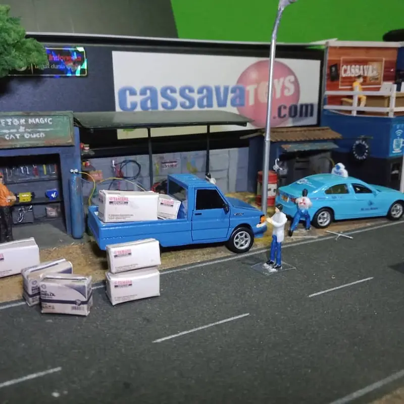 Diorama maket kardus bengkel oli shell 4