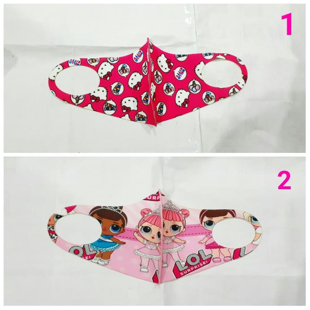 Masker anak perempuan bahan scuba lucu murah bebas polusi asap debu - motif 1