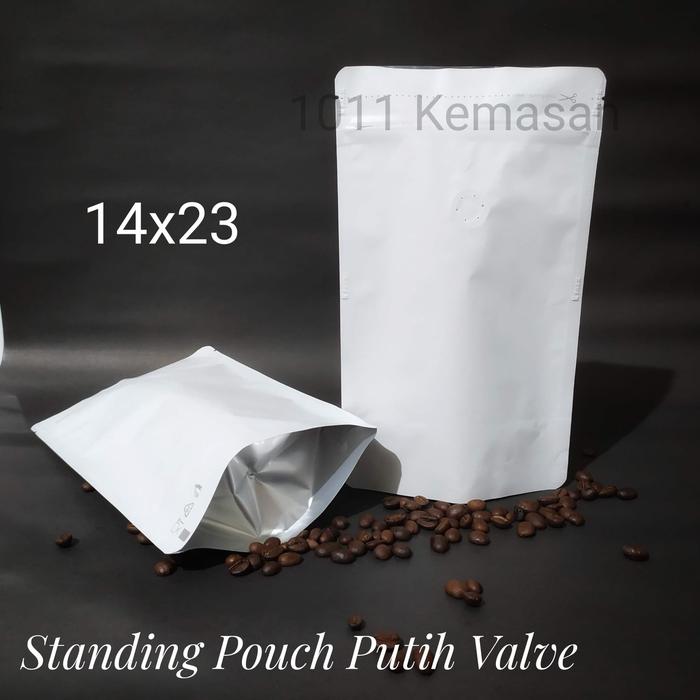 Gambar standing pouch alumunium foil 250gr kopi +valve dari fifi kemasan Kota Administrasi Jakarta Timur Tokopedia