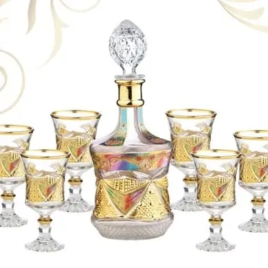 Wine set 7's Colour Gold Art Motif