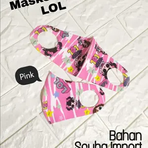 MASKER ANAK BAHAN SCUBA MOTIF LOL LUCU ADEM TEBAL
