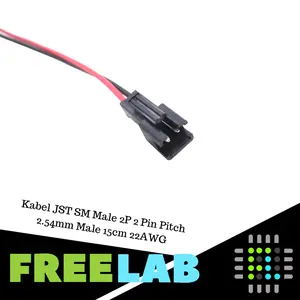 Kabel JST SM Male 2P 2 Pin Pitch 2.54mm Male 15cm 22AWG