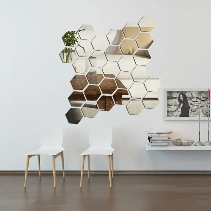 Hiasan Dinding Acrylic HEXAGONAL Impor Mirror Wall Stiker 2