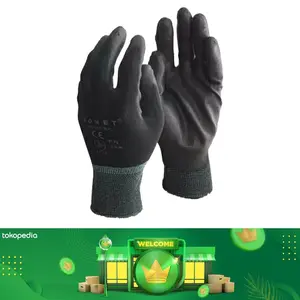 Sarung Tangan PU Palm Coated Mekanik Industri Hitam