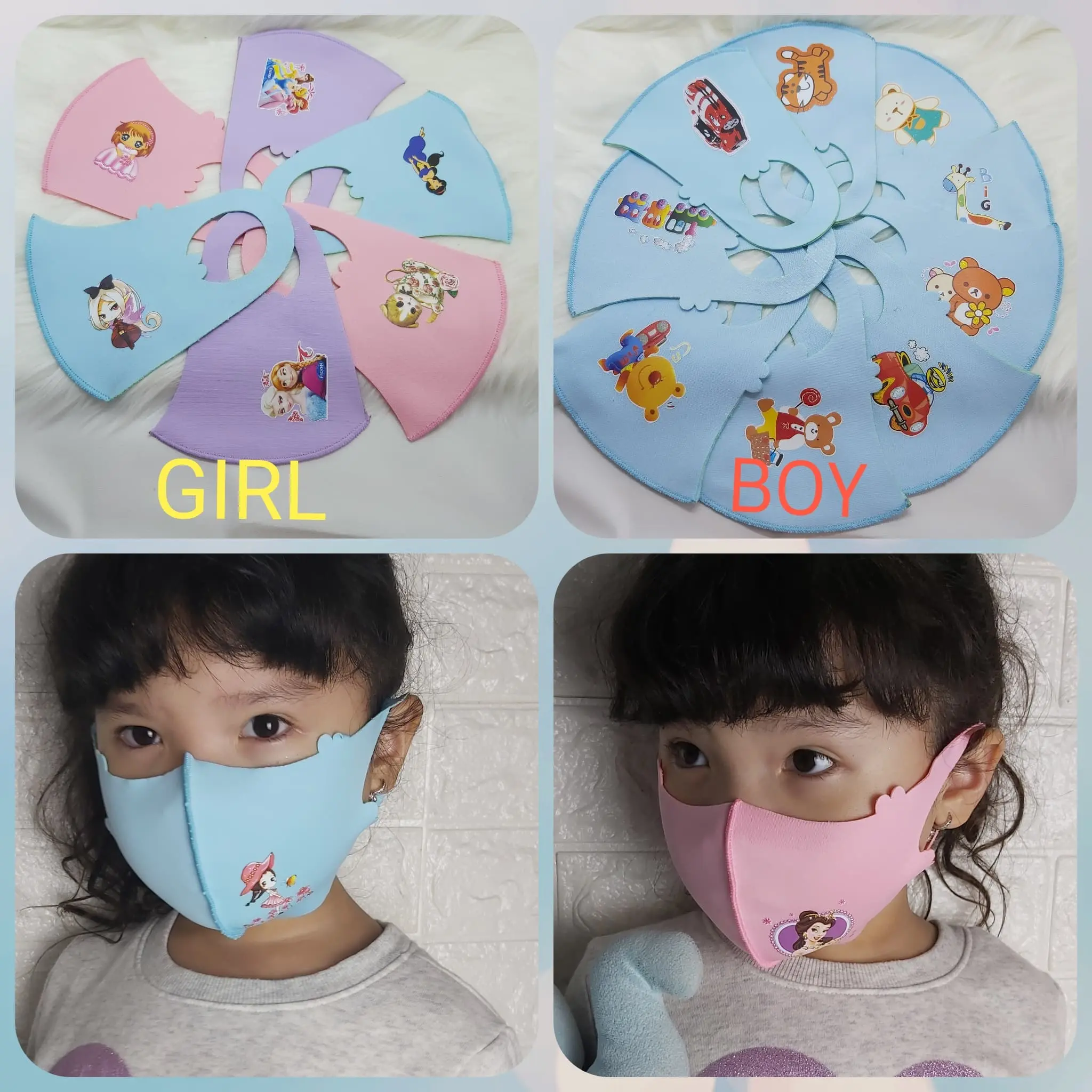 Masker Anak Masker Kain Scuba Warna Character Waterproof Anti Air