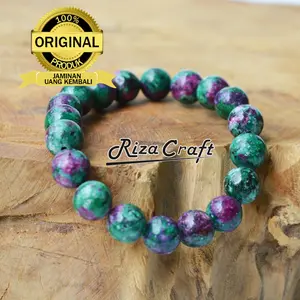 Gelang Batu Akik Alam Pria Wanita Ruby Tanzania Asli Kualitas Terbaik