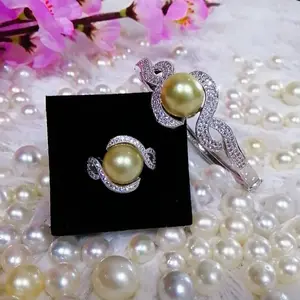 perhiasan set gelang cincin mutiara laut asli lombok original