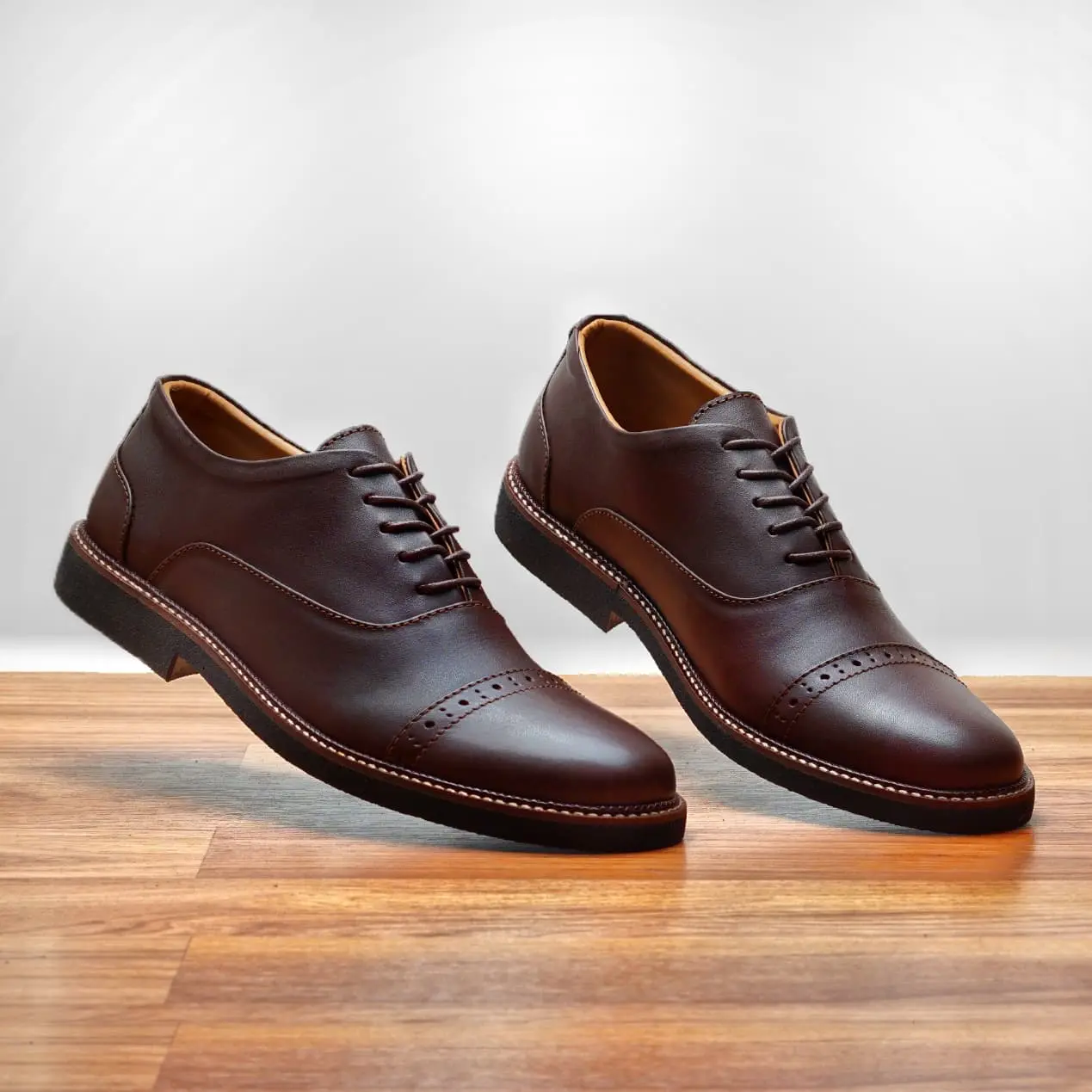 Sepatu Casual Formal Pria J4ZZY OXFORD 2.0 COKLAT Bahan Asli Kulit