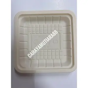 Tray paper buah/ daging/ ikan eco green kecil uk. 127X127X14MM