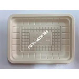 Tray paper buah/ daging/ ikan eco green sedang uk. 160X127X14MM