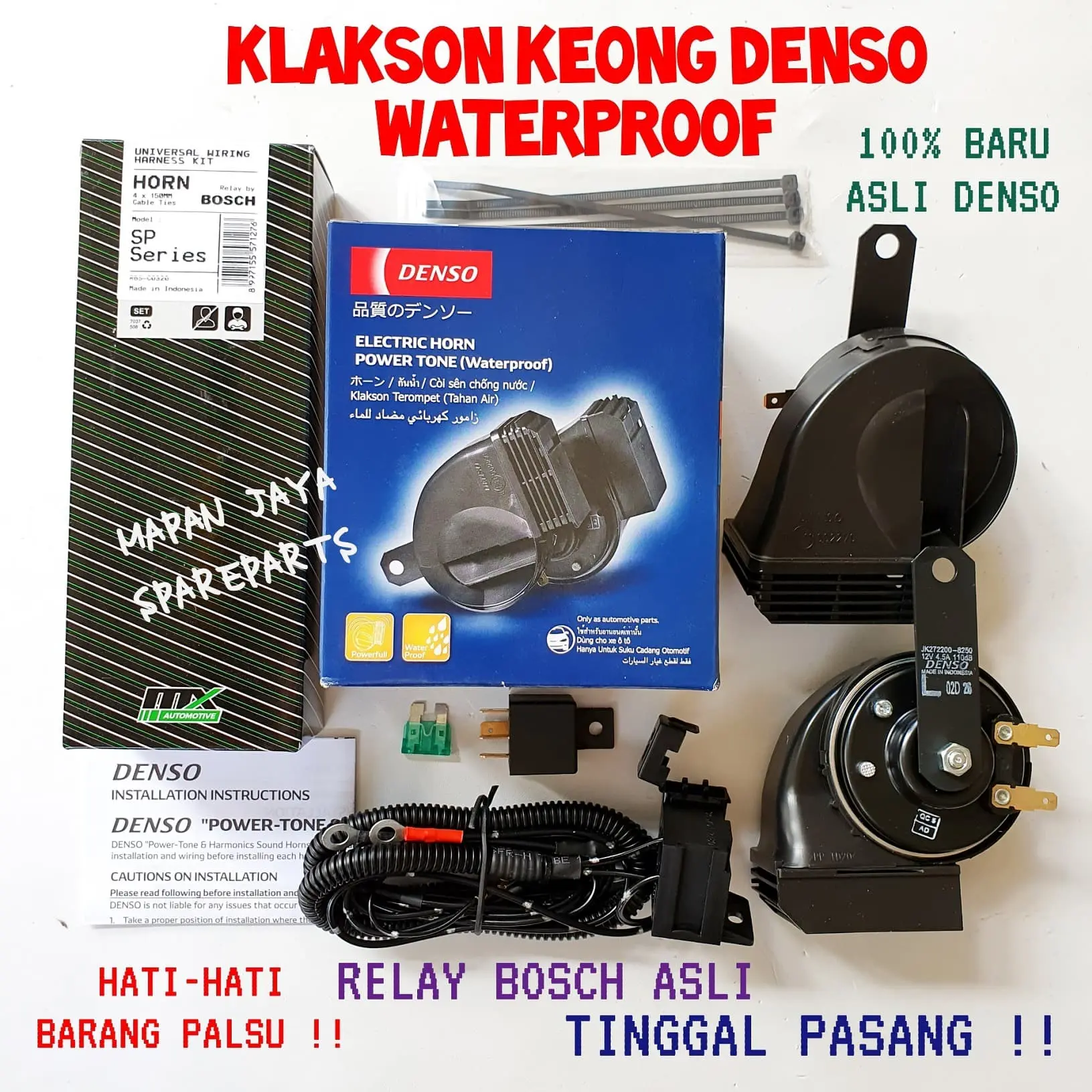 Klakson Keong Denso Waterproof ORIGINAL plus Relay
