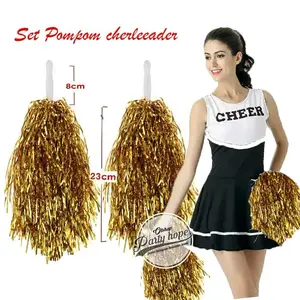 pompom cheerleader rumbai foil gold / hiasan rumbai pemandu sorak