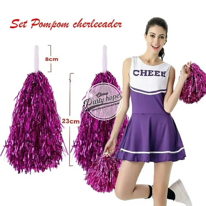 pompom cheerleader rumbai foil pink / hiasan rumbai pemandu sorak